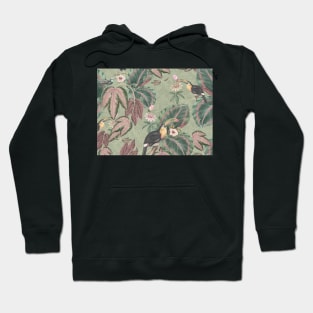 Green tropical jungle and toucan parrot birds Hoodie